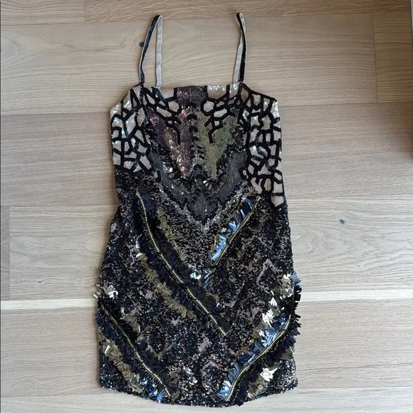 All Saints | Dresses | All Saints Black And Gold Sequin Mini Dress |  Poshmark